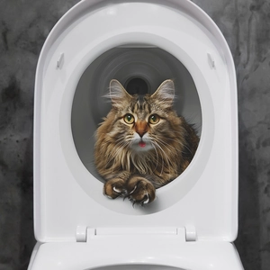 Realistic 3D Cat Toilet Sticker Waterproof PVC Removable Animal Wall Decal For Bathroom Restroom Modern Decor Home Mural