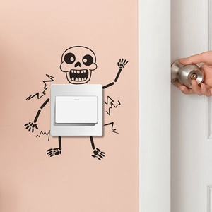 Halloween electric shock cartoon skeleton wall sticker for light switch decoration
