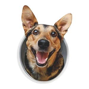 3D realistic German Shepherd wall sticker with creative hole-in-the-wall effect for home decor