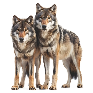 Realistic alpha wolf wall decals for living room decor featuring grey wolf portrait