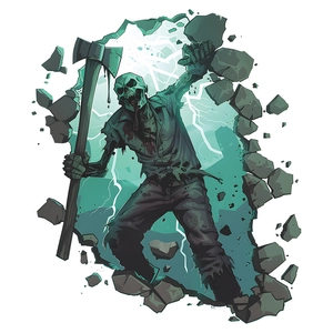 Halloween scary zombie breaking through wall wall sticker with ax graphic for home decor