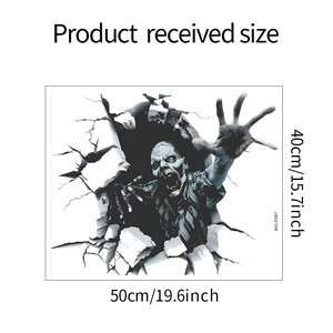 Detail showing the 50x40cm 3D zombie wall decal dimensions and product size specs