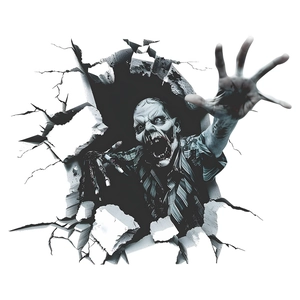 3D scary zombie wall sticker breaking through wall for Halloween home decoration