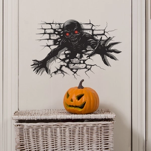 Halloween 3D Horror Black Monster Breaking Wall Sticker Removable PVC Decal For Haunted House Party Living Room Home Decor