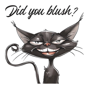 Funny black cat toilet sticker decal with text 'Did you blush?' for bathroom decor