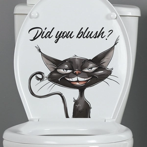 Funny Black Cat Toilet Sticker Waterproof PVC Removable Bathroom Decor Decal With Did You Blush Text For Home Restroom
