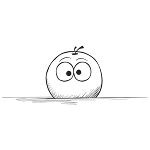 Minimalist hand-drawn apple wall sticker with creative cartoon eyes for home decor