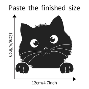 Detail showing 12cm black cartoon cat wall sticker made of waterproof PVC material