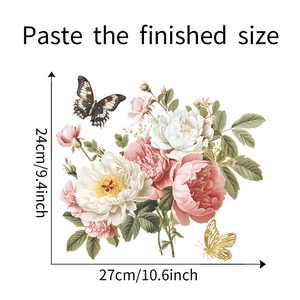 Detail view of floral butterfly wall sticker showing 27x24cm dimensions and design