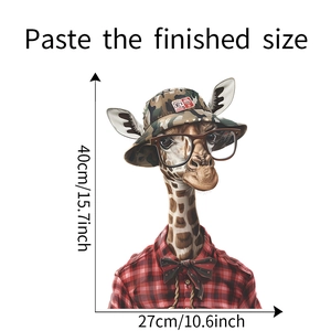 Guide des dimensions pour sticker mural girafe de 27cm par 40cm au design très créatif