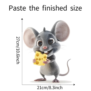Detailansicht 3D Cartoon Maus Wandtattoo mit Maßen 21x27cm für die Küchendekoration