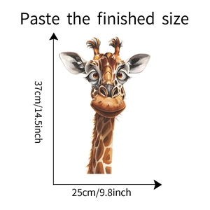 Detail view of cartoon giraffe wall sticker with 37x25cm dimensions and PVC texture