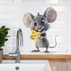 3D Cartoon Maus Essen Käse Wandaufkleber Abnehmbare PVC Dekorative Aufkleber Für Küche Esszimmer Wohnzimmer Home Dekor