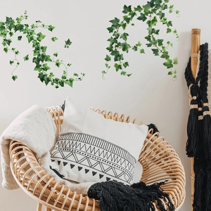 Simulated Ivy Vine Wall Sticker Green Plant Leaf Wall Decal For Living Room Bedroom Kitchen Home Decor Aesthetic Mural