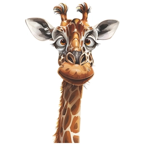 Cartoon giraffe wall sticker with cute eyes for bedroom and living room decor