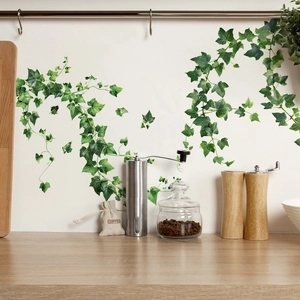 Self-adhesive green ivy vine wall stickers for home living room and kitchen decoration