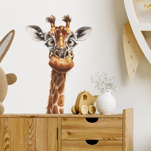 Cartoon Giraffe Wall Sticker PVC Self-Adhesive Animal Wall Decal For Kids Room Nursery Bedroom Living Room Home Decoration