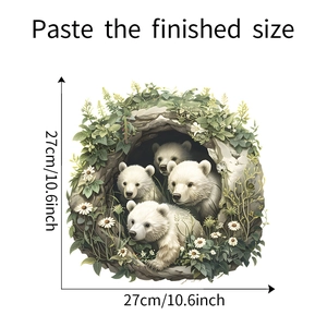 Detailed size specifications for a cute polar bear family wall sticker measuring 27cm