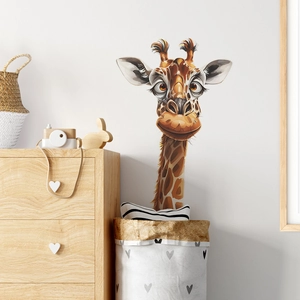 Cute cartoon giraffe wall sticker for kids bedroom decor with hand-drawn illustration style