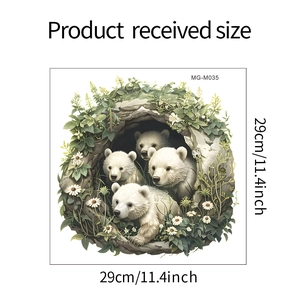 Detail view of polar bear cubs wall sticker with size specifications 29x29cm
