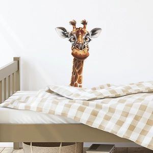 Self-adhesive cartoon giraffe wall sticker for minimalist bedroom and nursery decor