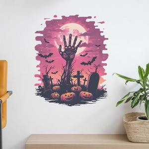 Halloween Graveyard Zombie Hand Wall Sticker PVC Removable Pumpkin Bat Moon Decal For Living Room Bedroom Home Decor