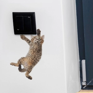 Creative 3D tabby cat wall sticker jumping over a light switch for home decoration