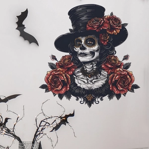 Halloween Day Of The Dead Skull Princess Rose Wall Sticker PVC Self Adhesive Gothic Catrina Floral Decal For Living Room