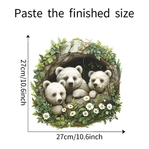 Detail view of 27cm square polar bear wall sticker for bathroom and nursery decor