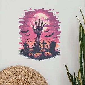 Halloween skeleton hand and pumpkin wall sticker for living room bedroom decoration