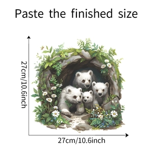 Detailed size view of polar bear cubs wall sticker measuring 27cm for home decor