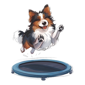 Cartoon puppy jumping on a trampoline wall sticker for bedroom living room decoration