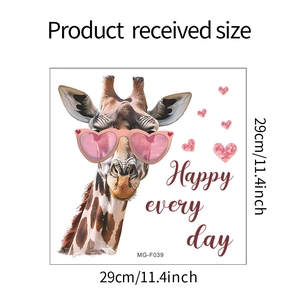 Detail view of MG-F039 giraffe wall sticker size 29x29cm with heart sunglasses