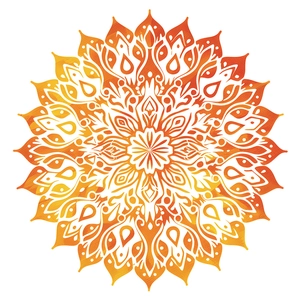 Mandala wall sticker with orange yellow watercolor gradient on white background