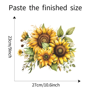 Vue détaillée des stickers muraux tournesol de dimensions 23x27 cm pour la décoration