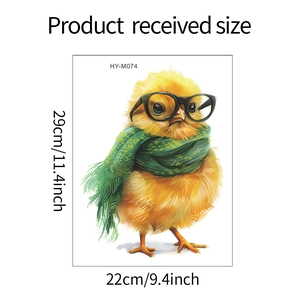 Spécifications de taille pour l'autocollant mural poulet savant mesurant 29 sur 22 cm