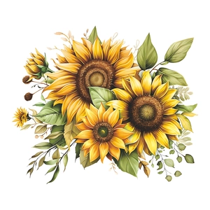 Stickers muraux tournesols autocollants avec feuilles vertes pour décoration de maison