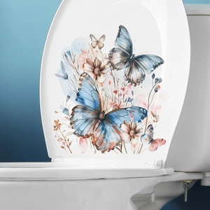 Vibrant watercolor butterfly and floral self-adhesive wall stickers for bathroom decor