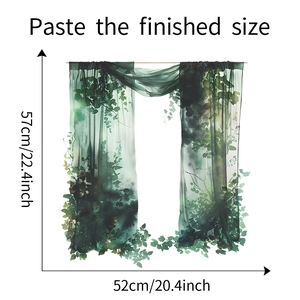 Detail showing self-adhesive green leaf wall sticker dimensions 57cm by 52cm