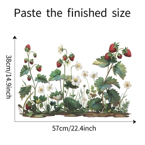 Detail view of strawberry wall stickers with dimensions 57x38cm for home decor