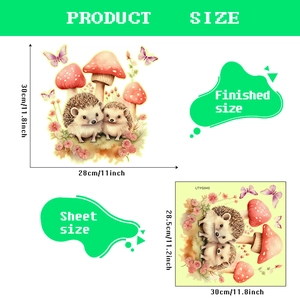 Luminous hedgehog and mushroom wall stickers in watercolor style for nursery decor