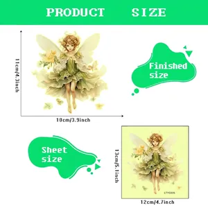 Luminous fairy wall sticker for kids room decoration, size 10x11cm with measurement details