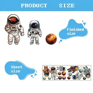Luminous astronaut and planet wall stickers set for boys bedroom decor dimensions