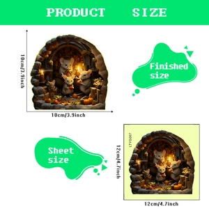 Luminous pumpkin mouse hole wall sticker for stairs with glowing candle and cartoon mice