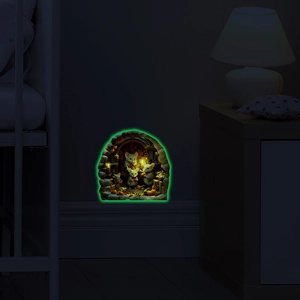 3D Mouse Hole Glow In The Dark Wall Sticker Luminous Mice Pumpkin Candle Wall Decal For Kids Room Kindergarten Home Decor