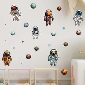 Luminous astronaut and planet wall stickers set for children room wall decoration