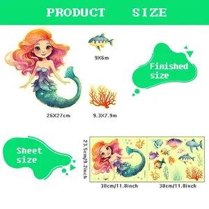 Luminous mermaid wall stickers set with finished size 26x27cm for home decor