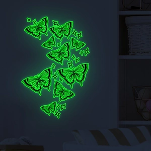 Luminous hollow butterfly wall stickers with glowing stars for home wall and stairs decor