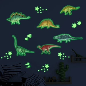 Cartoon Dinosaurier Leuchtend Wandaufkleber Fluoreszierend PVC Wandsticker Für Kinderzimmer Deko Leuchtstern Fußabdruck
