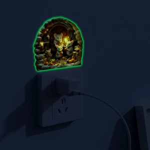 3D glow in the dark wall sticker with a mouse in pumpkin hole scene for home decor